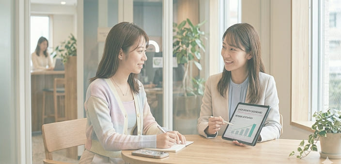 女性マネージャーのサポートイメージ